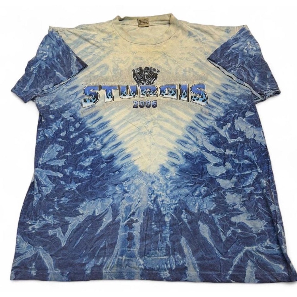 Vintage 2006 Sturgis Bike Week 66th Anniversary Tie Dye Graphic T-Shirt 3XL Blue